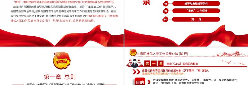 2025红色精美共青团推优入党工作实施办法(试行)PPT红色党政风团员干部学习教育专题团课课件模板免费下载