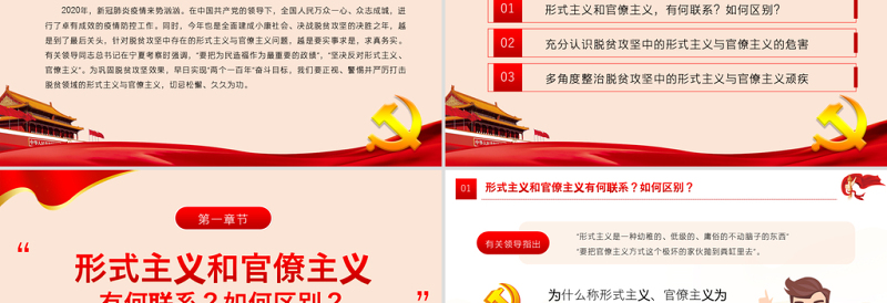 2025大气时尚党政风坚决反对脱贫攻坚中的形式主义官僚主义ppt免费下载