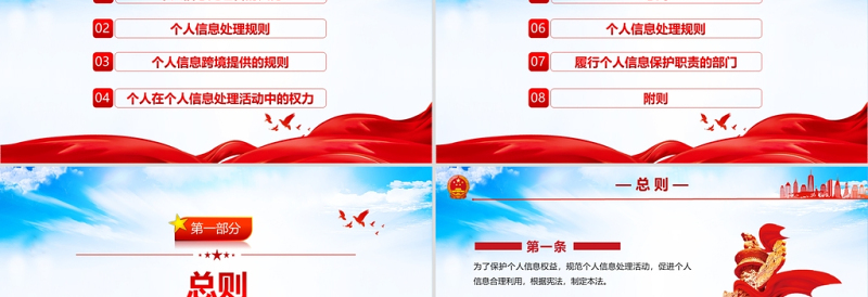 2025简洁实用中华人民共和国个人信息保护法PPT蓝色党政风完整解读《个人信息保护法》重点内容专题党课免费下载