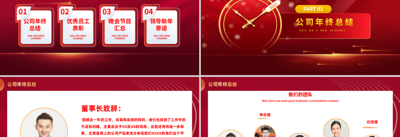 2025新年晚会优秀员工表彰大会兔年新征程红色喜庆年会盛典PPT模板免费下载