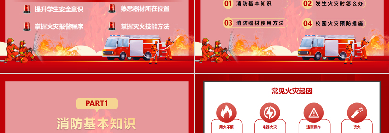 2025时尚大气校园消防安全培训PPT卡通简约杜绝火灾事故发生确保人身财产安全PPT免费下载
