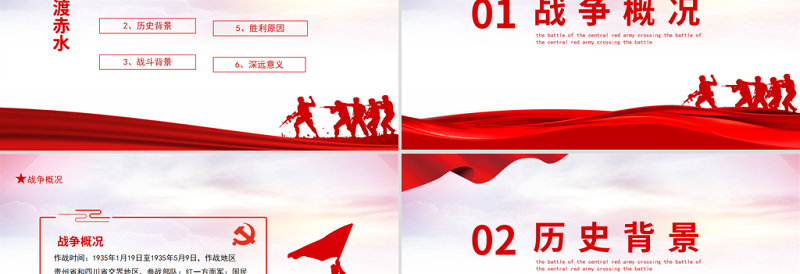 精美简洁四渡赤水战役PPT党史教育专题党课课件免费下载