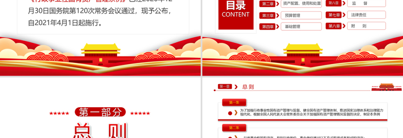2025红色党建风学习解读中华人民共和国行政事业性国有资产管理条例PPT专题党课课件模板免费下载