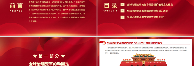 2025大气简洁世界百年大变局与全球治理大变革PPT红色大气积极参与全球治理变革为完善全球治理贡献中国智慧和方案党课课件免费下载