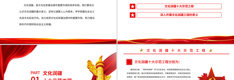 2025简洁实用文化润疆PPT红色精美深入开展文化润疆工程铸牢中华民族共同体意识新疆党课课件免费下载