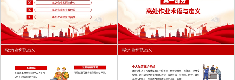 2025红色党建风高处作业管理要求高处作业安全生产培训动态PPT模板免费下载
