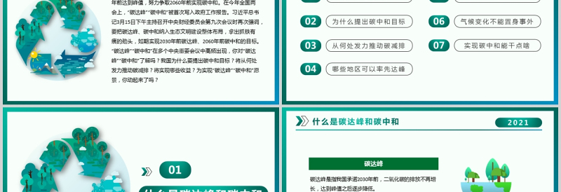 2025优质碳中和与碳达峰低碳环保推进生态文明建设知识科普宣传ppt模板免费下载