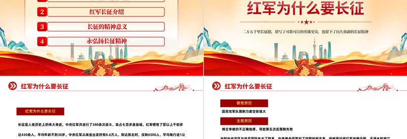 2025红色简洁长征精神永不朽PPT纪念长征胜利86周年专题党课党建课件模板免费下载