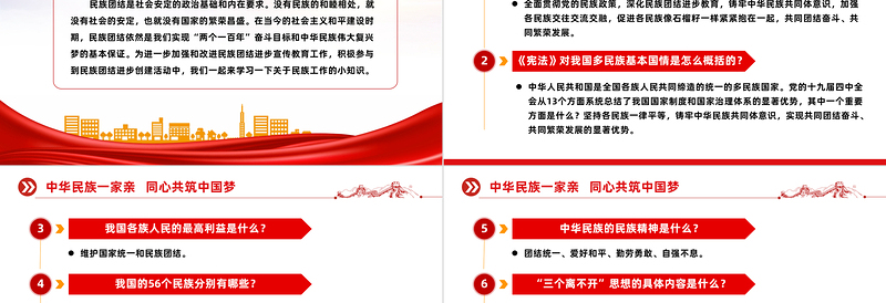 2025民族团结进步宣传月应知应会知识PPT红色时尚中华民族一家亲同心共筑中国梦知识汇总课件免费下载