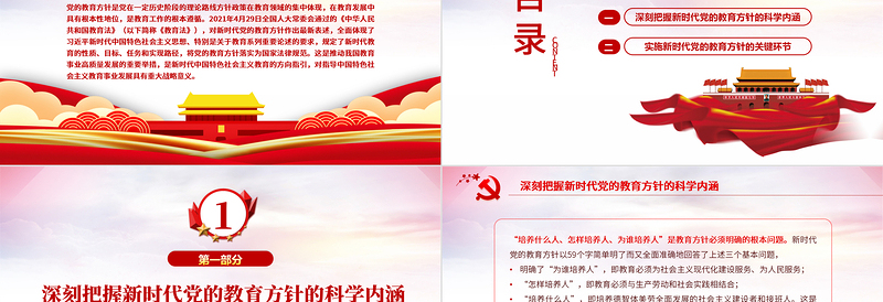2025大气精美新时代党的教育方针的内涵与实施PPT精品深入学习党的教育方针专题党课课件模板免费下载