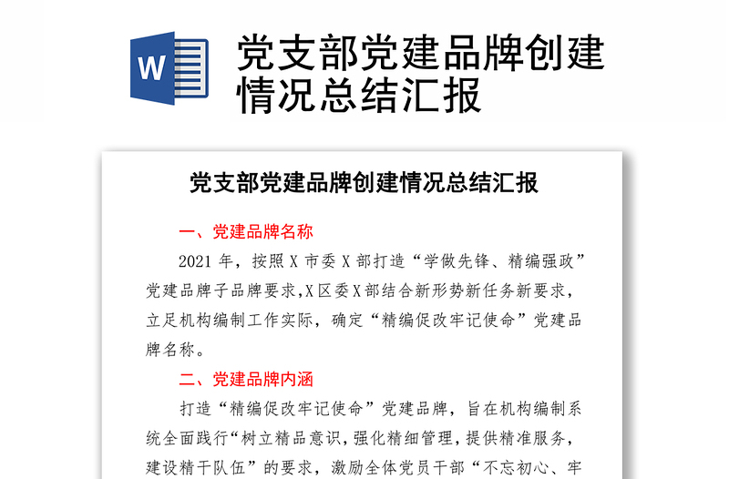 2025优质党支部党建品牌创建情况总结汇报免费下载