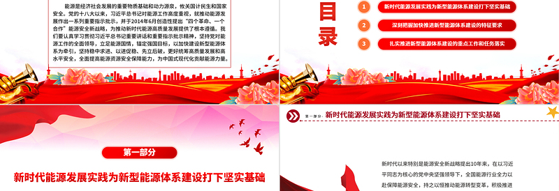 2025时尚大气全面加快建设新型能源体系提高能源资源安全保障能力PPT党课课件免费下载