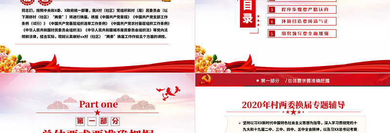 2025精美时尚村社区两委换届专题辅导换届选举流程党支部党课PPT免费下载