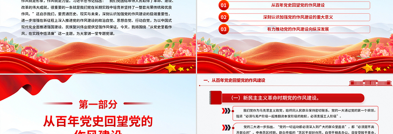 2025精美时尚从党史里看作风在实践中悟清廉PPT作风建设微党课免费下载