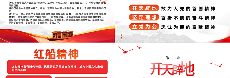 2025极简风遥忆星火燎原红船初心不渝PPT红色党政风党性教育党日专题党课课件模板免费下载
