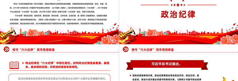 2025恪守六大纪律筑牢思想根基PPT红色党政风扎实开展党纪学习教育课件免费下载