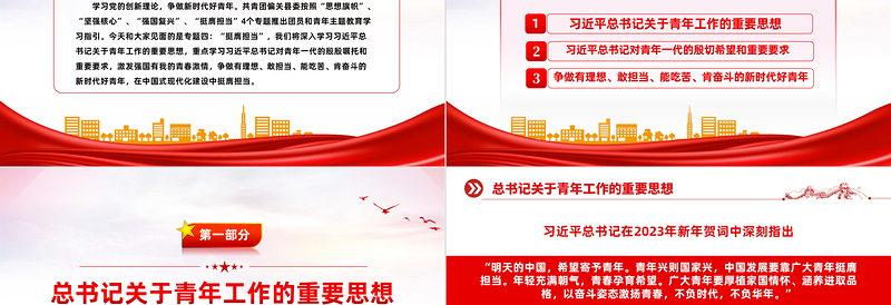 2025挺膺担当主题团课PPT简洁风团员和青年主题教育4+1专题理论学习团课免费下载