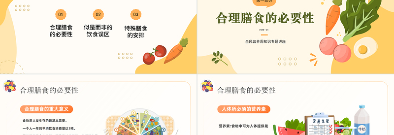 2025健康生活膳食营养PPT卡通风中小学生全民营养周知识专题讲座课件模板免费下载