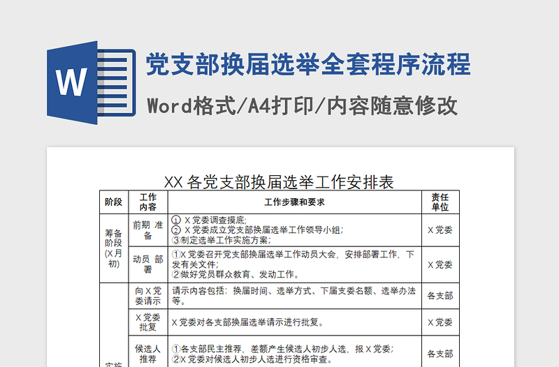 2025精品党支部换届选举全套程序流程免费下载