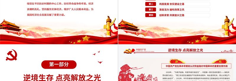 2025红色党政风中国共产党领导下的金融发展历程PPT红色简洁金融业坚持服务实体经济维护广大人民根本利益党课课件免费下载
