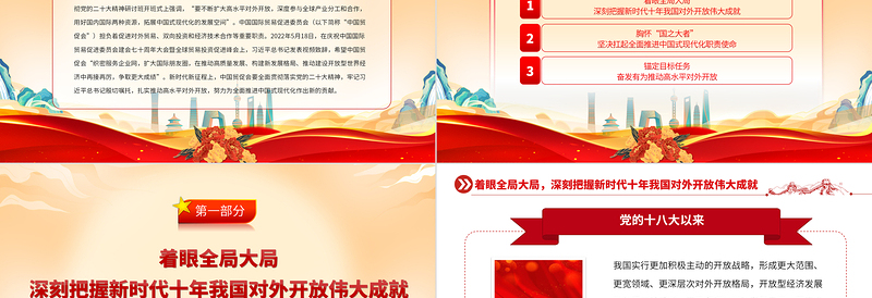 2025以高水平对外开放拓展中国式现代化发展空间PPT大气党建风深入学习宣传贯彻党的二十大精神主题专题党课课件免费下载