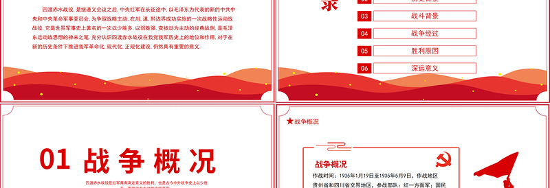 2025精美大气四渡赤水战役PPT党史故事党史教育专题党课之打开中国革命新局面模板免费下载