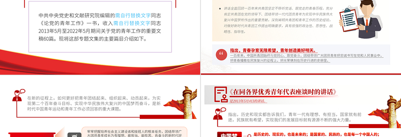 2025红色党政风红色党政风《论党的青年工作》PPT主要篇目课件模板免费下载