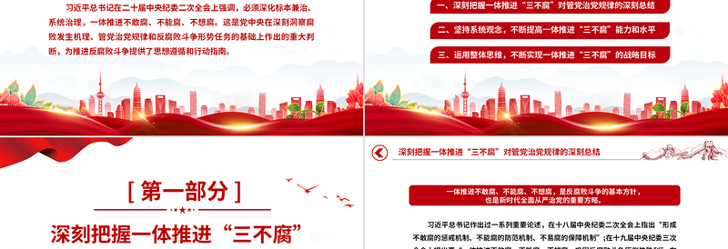 2025简洁大气一体推进不敢腐不能腐不想腐PPT全面从严治党推进党的自我革命反腐主题课件免费下载