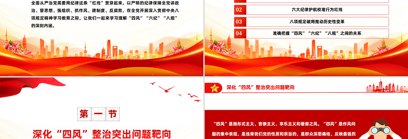 2025免费四风六纪八规党的作风建设党课PPT课件免费下载