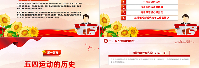 2025五四青年自强不息PPT红色精美学习五四精神团课课件免费下载