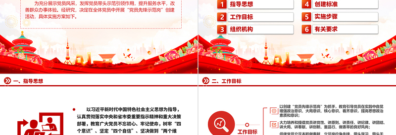 2025大气简洁党员先锋示范岗创建活动方案PPT红色大气党员先锋岗工作目标及创建标准课件免费下载