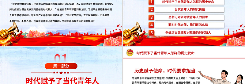 2025免费五四青年节PPT争做堪当民族复兴重任时代新人党课课件免费下载