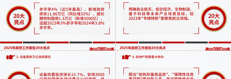 2025简洁大气政府工作报告20大亮点两会精神学习PPT党课免费下载