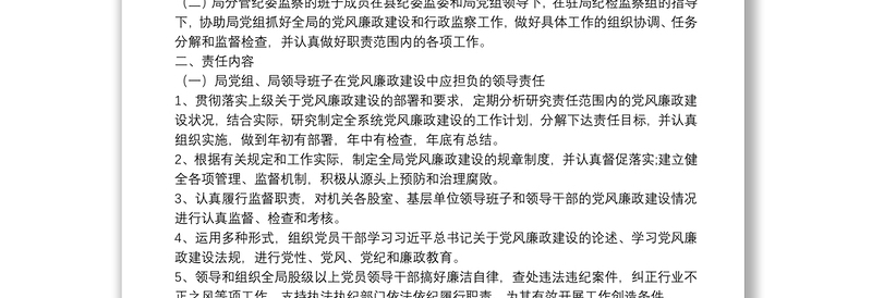 2025精选局党风廉政建设一岗双责工作责任制度免费下载