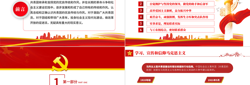 2025红色精品共青团的优良传统与作风PPT共青团团委团支部团员学习团课课件模板免费下载