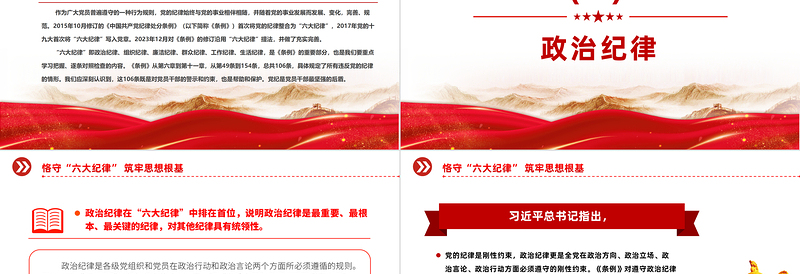 2025大气精美党纪学习教育之恪守“六大纪律”筑牢思想根基PPT免费下载