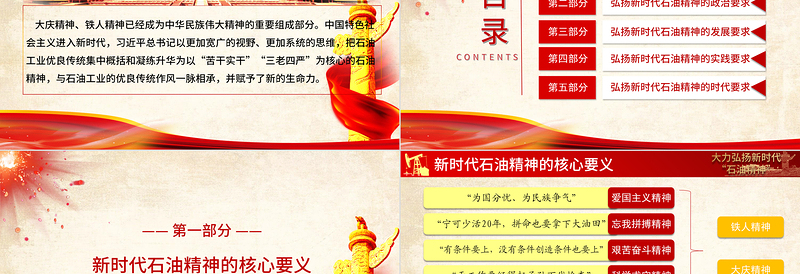 红色精美庆祝建党百年大力弘扬新时代石油精神PPT免费下载