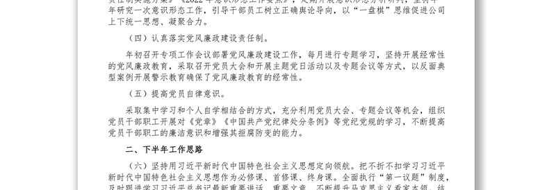 精品国企党支部上半年党建工作总结及下半年工作计划免费下载
