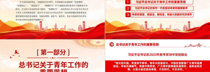 2025大气简洁挺膺担当PPT大气精美团员和青年主题教育第四专题团支部学习指引团课模板免费下载
