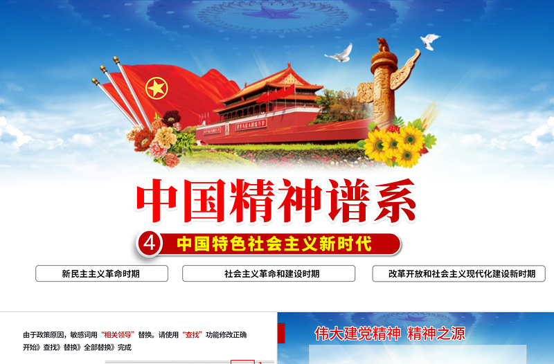 2025简约大气中国精神谱系PPT党政风中国特色社会主义新时代传承百年精神谱系凝聚奋进力量党课课件免费下载