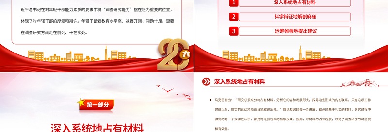 2025轻干部怎样做好调查研究PPT大气精美风党员干部学习教育专题党课课件免费下载