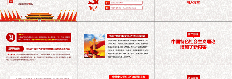 2025简洁实用十九大新党章学习解读PPT中国共产党章程PPT免费下载