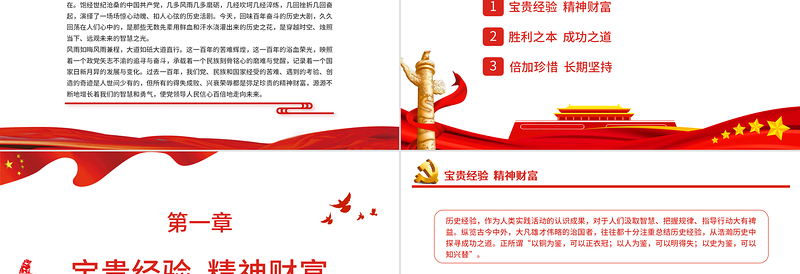 2025红色精美历史回响未来启迪PPT党建风党的百年奋斗昭示过去能够成功、未来继续成功的秘诀专题免费下载
