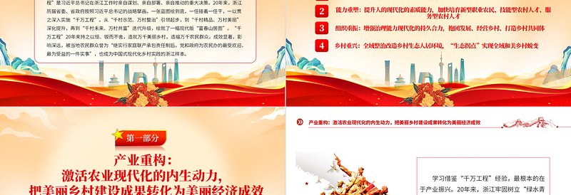2025优秀千万工程PPT党建风中国式现代化的乡村实践乡村振兴专题党课课件免费下载