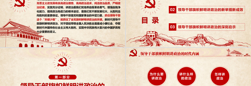 2025简约大气原创新时代领导干部必须旗帜鲜明讲政治党建PPT免费下载