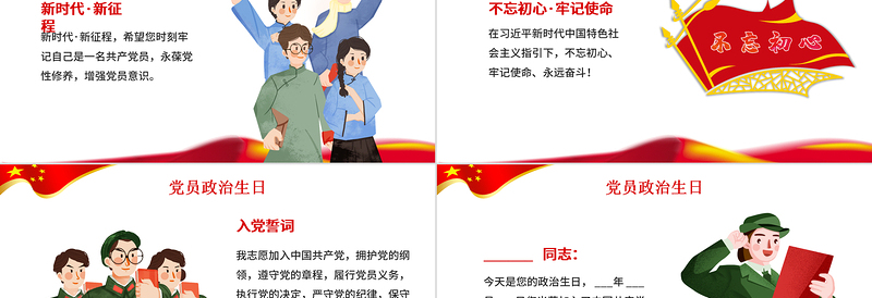 2025精美大气牢记党员身份过好政治生日唤醒入党初心党员教育专题党课PPT课件免费下载