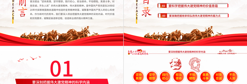 2025精美简洁继承和弘扬伟大建党精神PPT团课团支部团委大学共青团团员培训专题课件模板免费下载