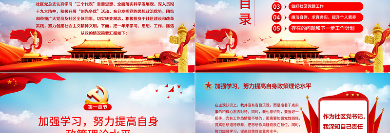 2025红色党建风社区党支部书记年终党建工作述职报告PPT党委党支部书记年终工作总结计划暨述职报告课件免费下载