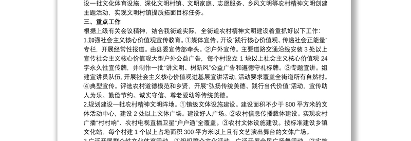 2025通用街道加强农村精神文明建设工作实施方案免费下载
