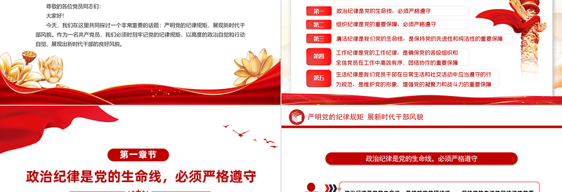 2025红色光效党纪学习教育党课PPT精美简洁严明党的纪律规矩展新时代干部风貌微党课免费下载